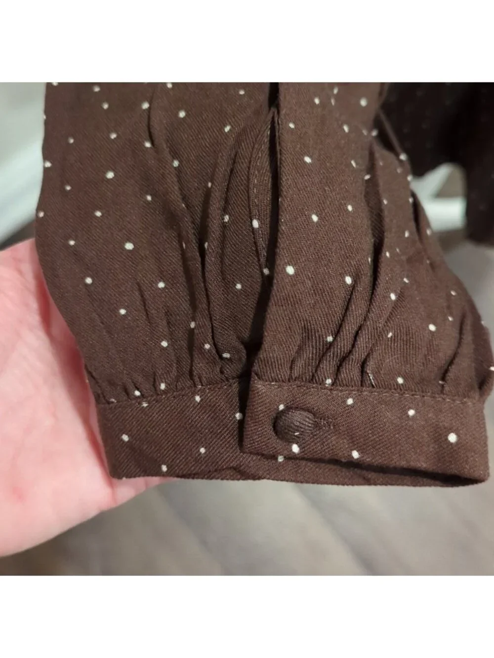 Selected Femme Brown Polka dot 1/2 button up blouse